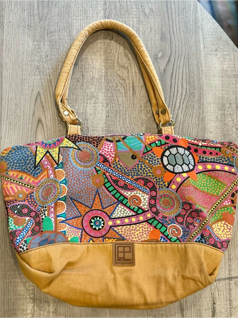 Bec Pierce Australian Designer Colorful Abstract Print Shoulder Tote Bag